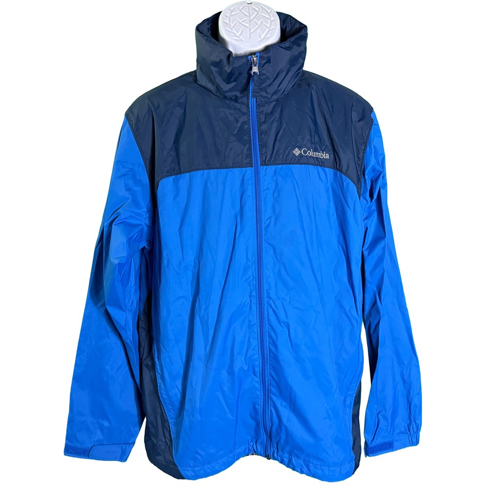 Columbia Windbreaker Jacket Mens Size M Blue Colorblock Full Zip Lightweight